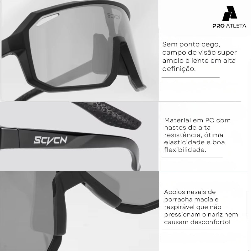 Óculos de Sol Esportivo Fotocromático para Ciclismo, Corrida e Beach Tennis - SkyRunner