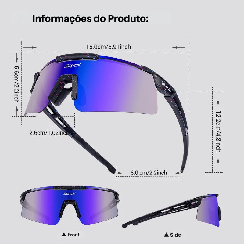 Óculos Esportivo PowerVision - Lentes HD e Grip Hidrofílico Antiderrapante