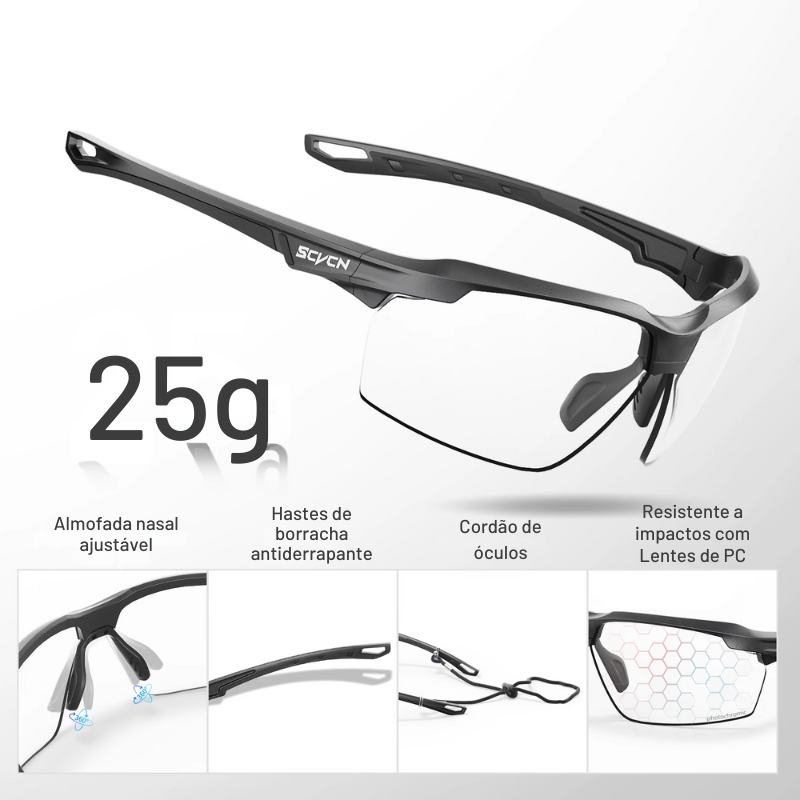 Óculos de Sol Esportivo Fotocromático para Ciclismo, Corrida e Beach Tennis - SpeedShield