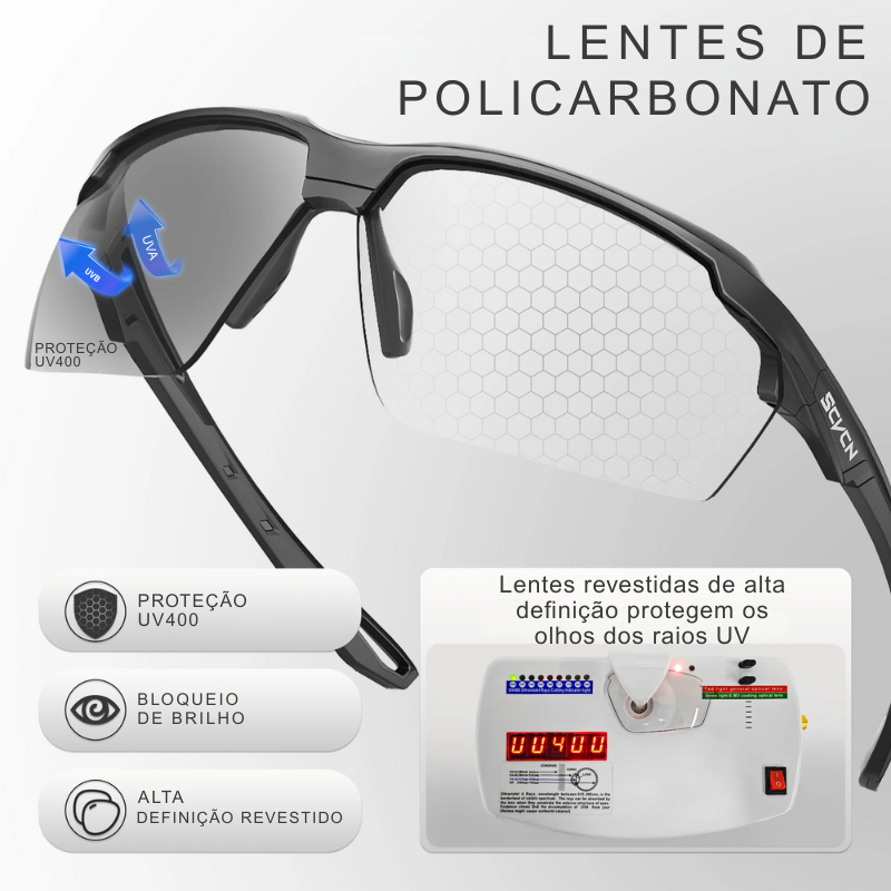 Óculos de Sol Esportivo Fotocromático para Ciclismo, Corrida e Beach Tennis - SpeedShield