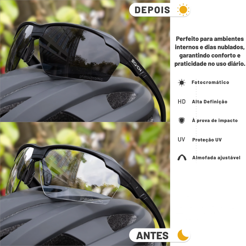 Óculos de Sol Esportivo Fotocromático para Ciclismo, Corrida e Beach Tennis - SpeedShield