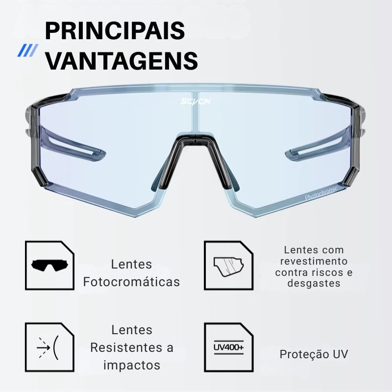 Óculos de Sol Esportivo Fotocromático para Ciclismo, Corrida e Beach Tennis - ShadowVision