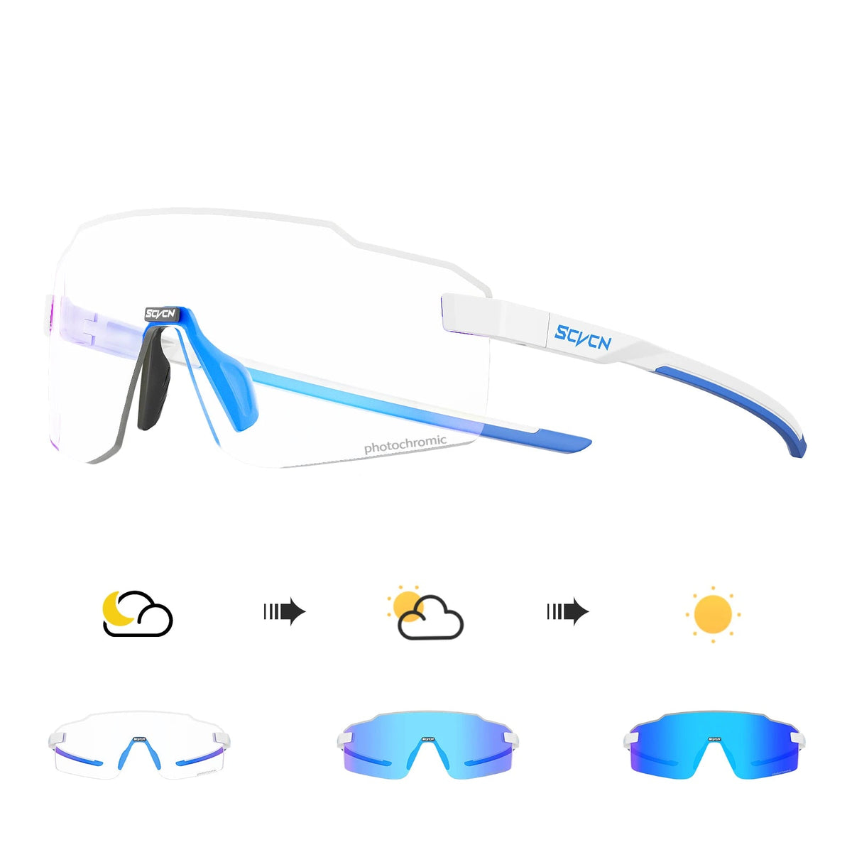 SCVCN Óculos de ciclismo fotocromáticos UV400 Óculos de sol esportivos ao ar livre Homens MTB Óculos de ciclismo Mulheres Óculos de bicicleta de estrada