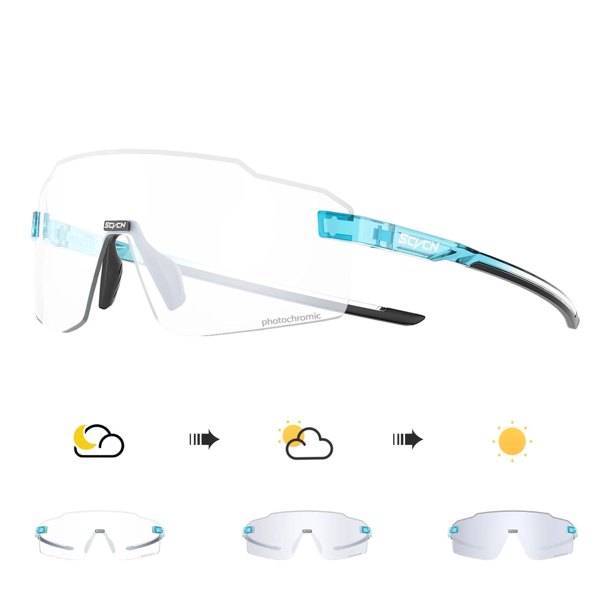 SCVCN Óculos de ciclismo fotocromáticos UV400 Óculos de sol esportivos ao ar livre Homens MTB Óculos de ciclismo Mulheres Óculos de bicicleta de estrada