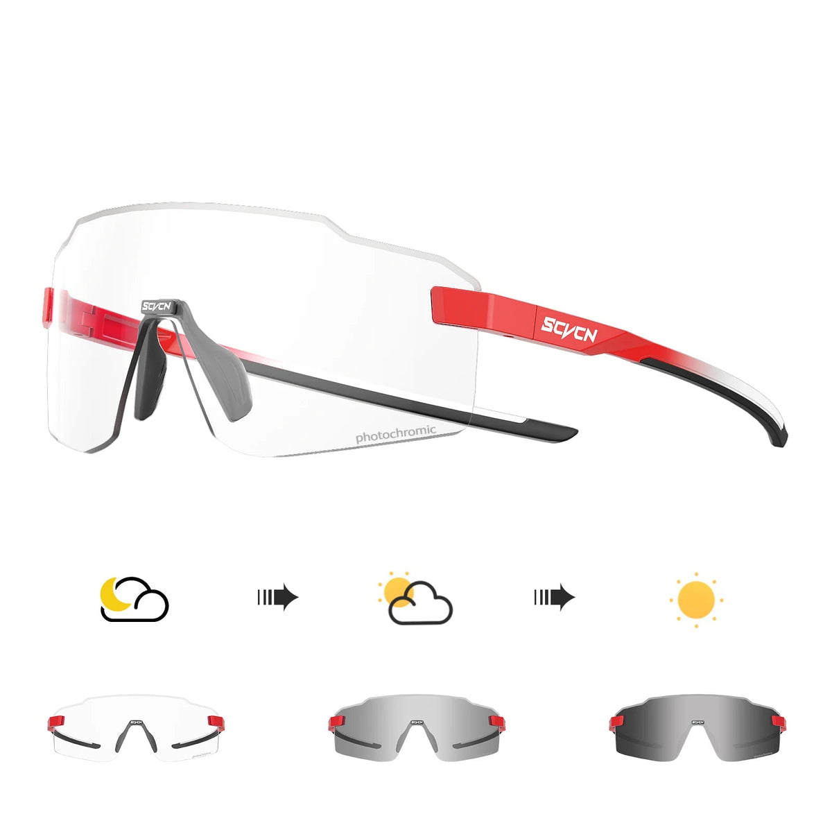 SCVCN Óculos de ciclismo fotocromáticos UV400 Óculos de sol esportivos ao ar livre Homens MTB Óculos de ciclismo Mulheres Óculos de bicicleta de estrada