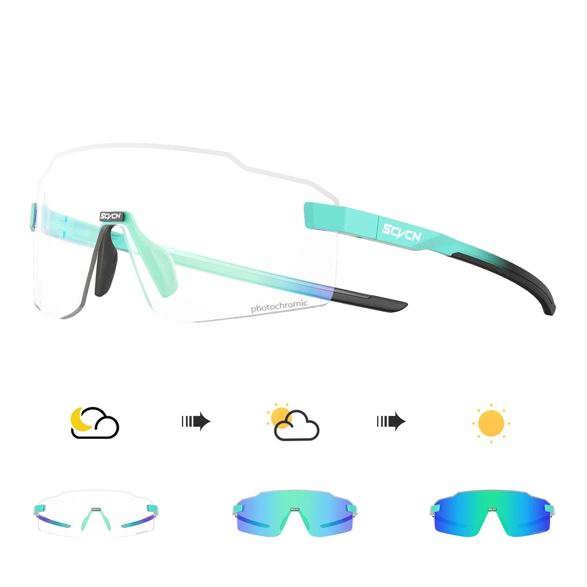 SCVCN Óculos de ciclismo fotocromáticos UV400 Óculos de sol esportivos ao ar livre Homens MTB Óculos de ciclismo Mulheres Óculos de bicicleta de estrada