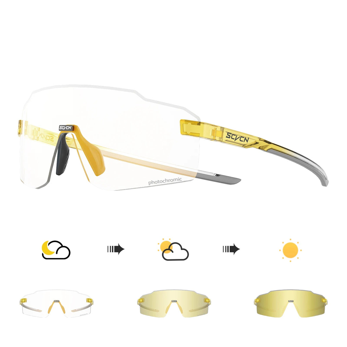 SCVCN Óculos de ciclismo fotocromáticos UV400 Óculos de sol esportivos ao ar livre Homens MTB Óculos de ciclismo Mulheres Óculos de bicicleta de estrada