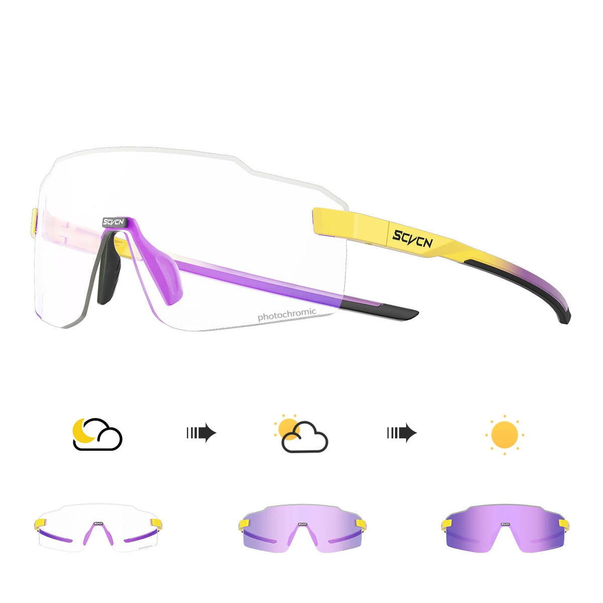 SCVCN Óculos de ciclismo fotocromáticos UV400 Óculos de sol esportivos ao ar livre Homens MTB Óculos de ciclismo Mulheres Óculos de bicicleta de estrada