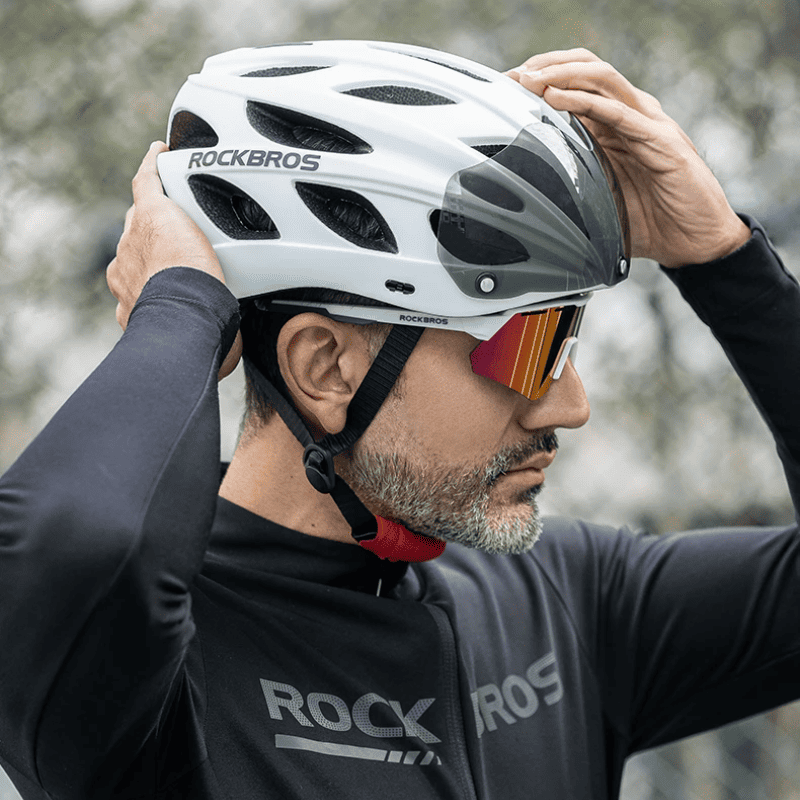 Capacete Ajustável com Lente Magnética Para Ciclismo
