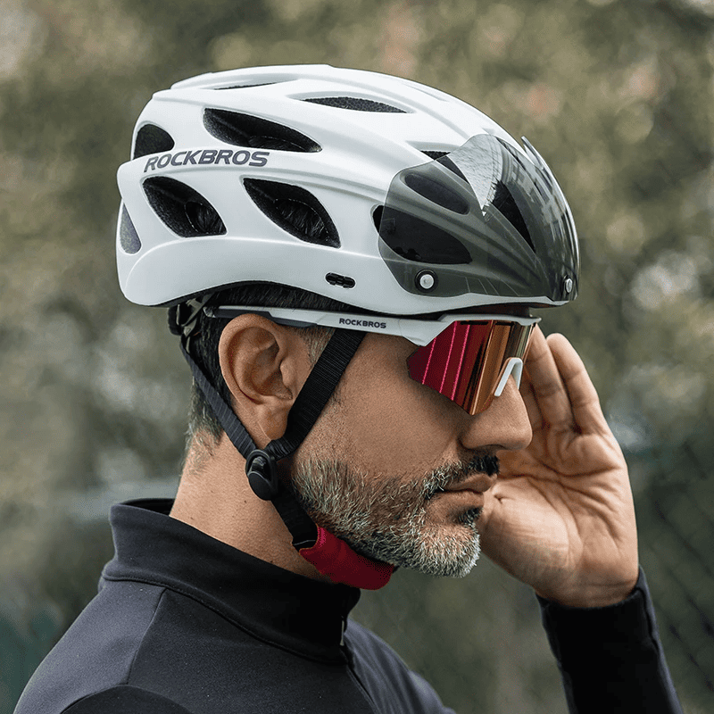 Capacete Ajustável com Lente Magnética Para Ciclismo