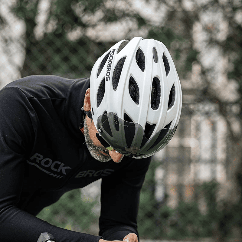 Capacete Ajustável com Lente Magnética Para Ciclismo