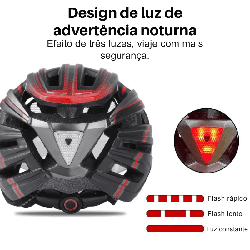 Capacete Ultraleve com Luz e Óculos Para Ciclismo