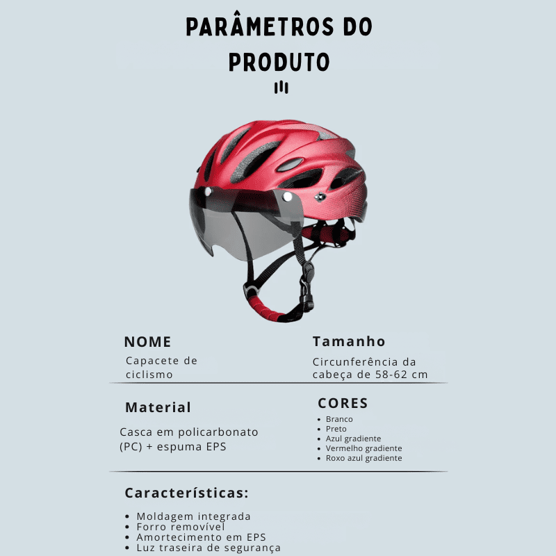 Capacete Leve com Luz LED Para Ciclismo
