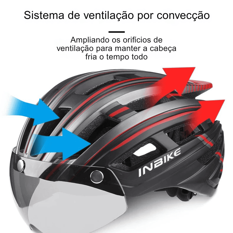 Capacete Ultraleve com Luz e Óculos Para Ciclismo
