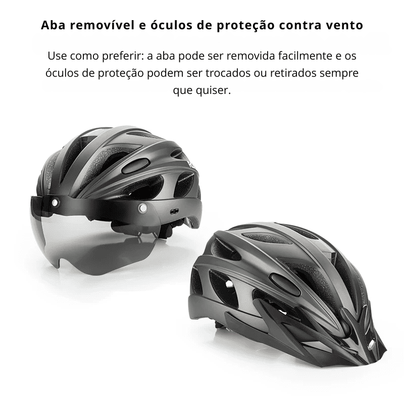 Capacete Ajustável com Lente Magnética Para Ciclismo