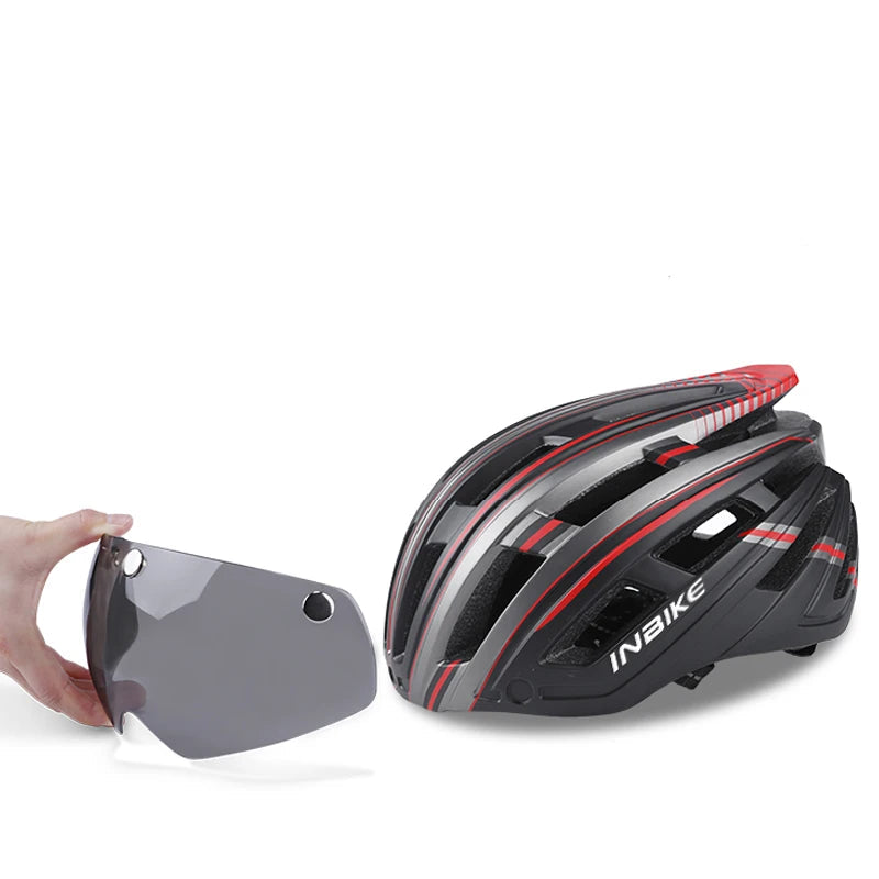 INBIKE Bicicleta Capacete Homem Ultraleve Capacetes para Ciclismo MTB Road Capacete de Bicicleta dos homens Montanha com Óculos Taillight Acessórios