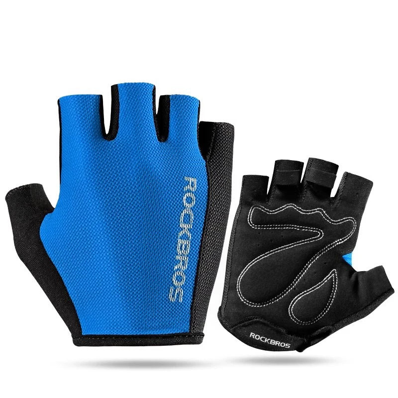 Rockbros luvas de bicicleta meio dedo verão respirável antiderrapante sbr almofada à prova de choque mtb estrada luvas de ciclismo shorts