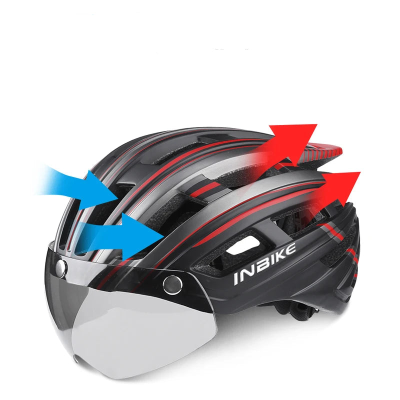 INBIKE Bicicleta Capacete Homem Ultraleve Capacetes para Ciclismo MTB Road Capacete de Bicicleta dos homens Montanha com Óculos Taillight Acessórios