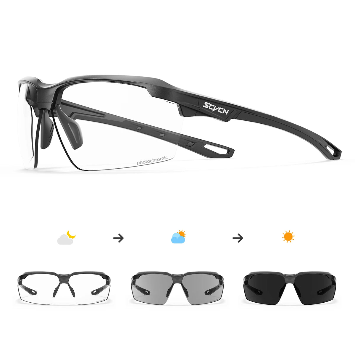 Scvcn óculos de sol fotocromáticos para uso externo, óculos de ciclismo para mulheres, esportes uv400 mtb, óculos táticos para dirigir e homens