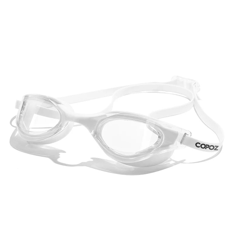 Copozz profissional à prova dwaterproof água chapeamento claro duplo anti-nevoeiro óculos de natação anti-uv masculino feminino óculos de natação com caso