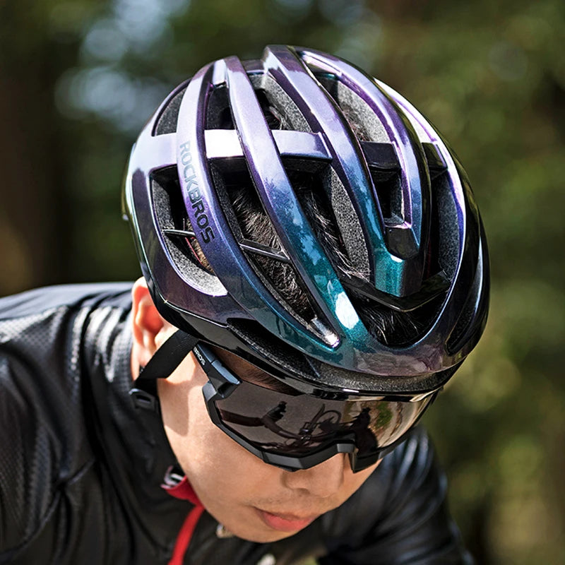 Rockbros capacete de bicicleta respirável ultraleve integralmente moldado unissex à prova de choque ajustável capacete de bicicleta de estrada equipamentos de ciclismo