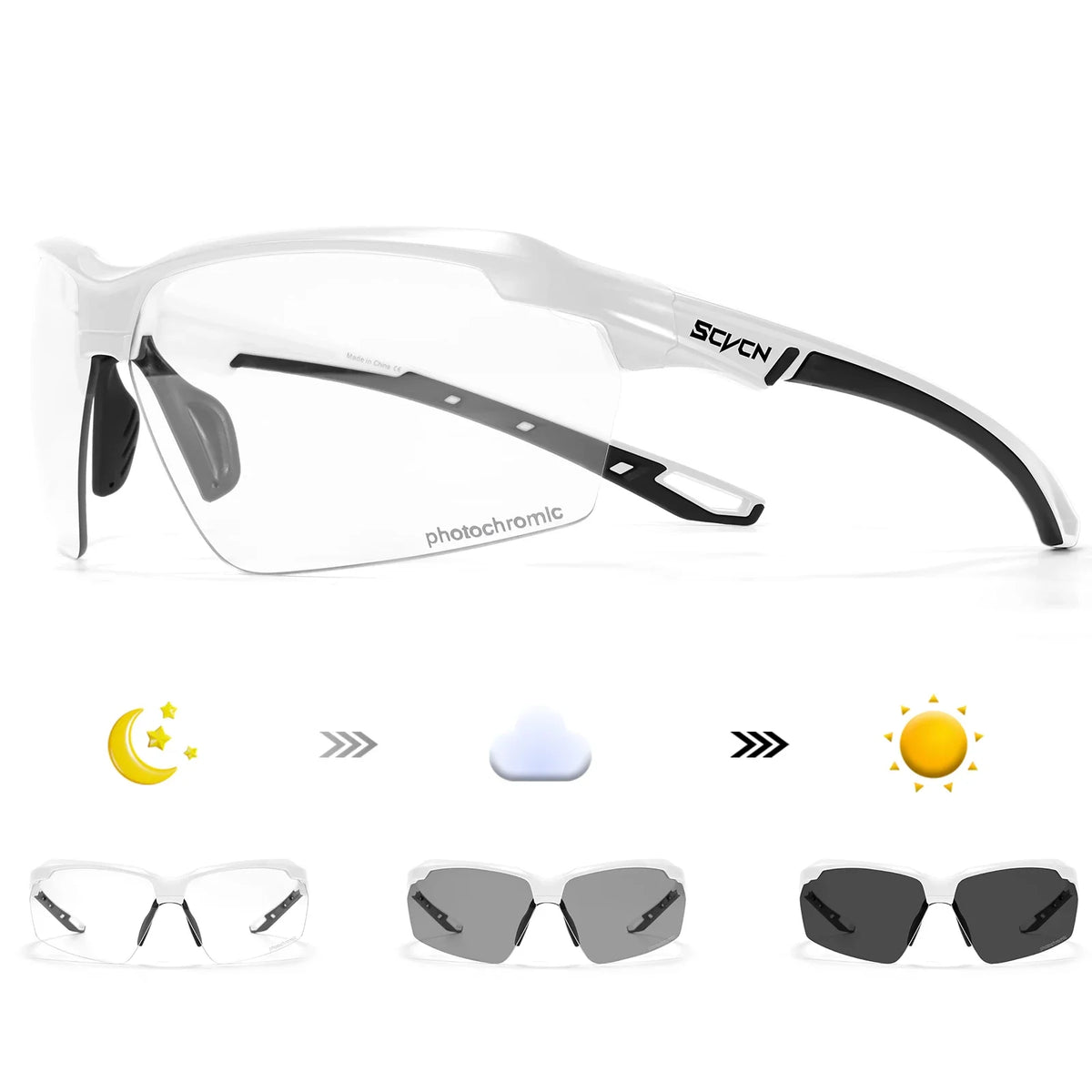 Scvcn óculos de sol fotocromáticos para uso externo, óculos de ciclismo para mulheres, esportes uv400 mtb, óculos táticos para dirigir e homens
