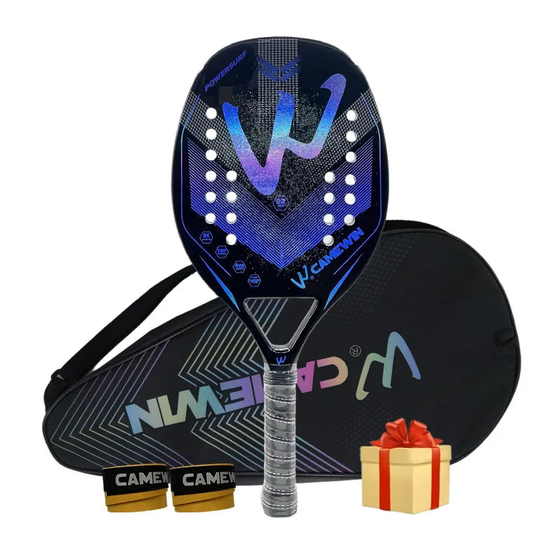 Raquete de Beach Tennis Profissional Holográfica de Fibra de Carbono