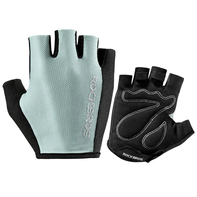 Rockbros luvas de bicicleta meio dedo verão respirável antiderrapante sbr almofada à prova de choque mtb estrada luvas de ciclismo shorts