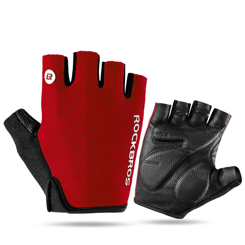 Rockbros luvas de bicicleta meio dedo verão respirável antiderrapante sbr almofada à prova de choque mtb estrada luvas de ciclismo shorts