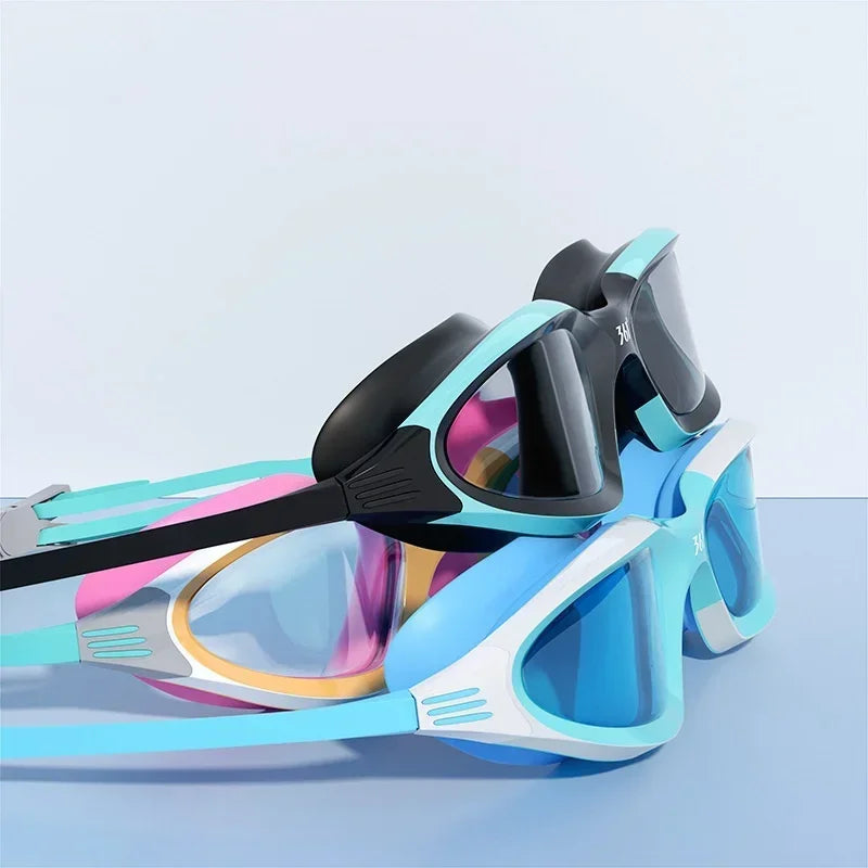 Óculos de natação profissionais hd, à prova d'água, antiembaçante, silicone, equipamento esportivo de corrida aquática para homens e mulheres